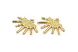 Sun Ethnic Pendant ,4 Gold Plated Brass Sun Ethnic Pendants With 1 Loop, Findings, Charms (21x17x1.50mm) E479 Q0775