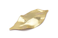 Gold Leaf Charm, 2 Gold Plated Brass Leaf Charms With 1 Hole, Earrings, Findings, Pendants (53x23x0.40mm) D0770 Q778