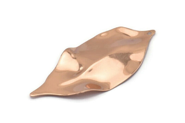 Rose Gold Leaf Charm, 2 Rose Gold Plated Brass Leaf Charms With 1 Hole, Earrings, Findings, Pendants (53x23x0.40mm) D0770 Q0778