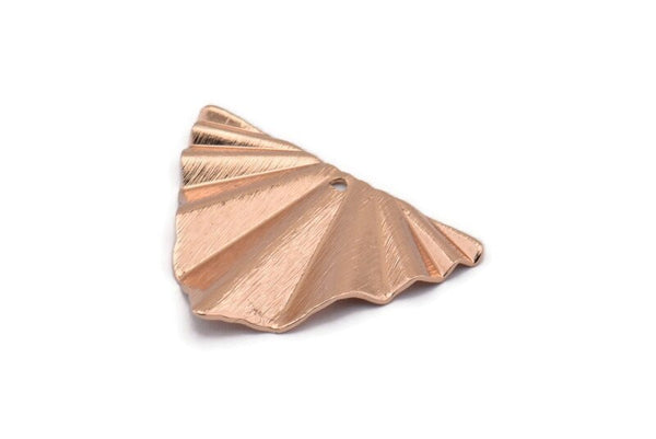 Rose Gold Leaf Charm, 4 Rose Gold Plated Brass Textured Leaf Charm Earrings With 1 Hole, Findings (29x22x0.50mm) D0730