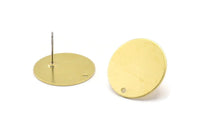 Brass Round Earring, 8 Raw Brass Round Stud Earrings With 1 Hole (20x0.90mm) M01363 A2364