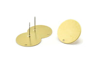 Brass Round Earring, 8 Raw Brass Round Stud Earrings With 1 Hole (20x0.90mm) M01363 A2364