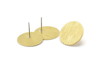 Brass Round Earring, 6 Textured Raw Brass Round Stud Earrings (20x0.70mm) M01349 A2374