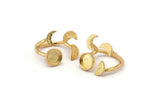 Gold Ring Settings, Gold Plated  Brass Moon And Planet Ring With 1 Stone Setting - Pad Size 8mm R051 Q0606