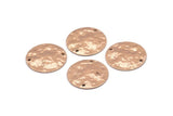 Rose Gold Disc Charm, 4 Hammered Rose Gold Plated Brass Round Connectors With 2 Holes, Earrings, Findings (20x0.70mm) D1220 Q0898