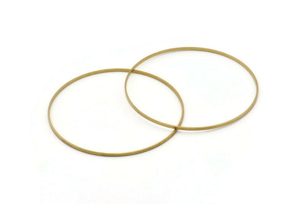 70mm Circle Connectors - 12 Raw Brass Circle Connectors (70x0.75x1.8mm) Bs 1075