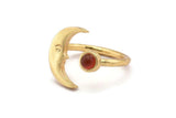Gold Ring Settings, Gold Plated Brass Moon And Planet Ring With 1 Stone Setting - Pad Size 4mm N1496 Q1097