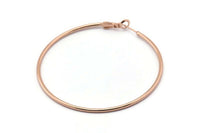 Rose Gold Earring Clasp, 2 Rose Gold Plated Brass Round Earring Findings (61x1.8mm) D1305 Q0933