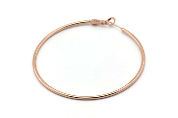 Rose Gold Earring Clasp, 2 Rose Gold Plated Brass Round Earring Findings (61x1.8mm) D1305 Q0933