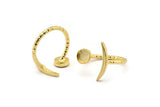 Gold Ring Settings, 2 Gold Plated Brass Moon And Planet Ring With 1 Stone Setting - Pad Size 6mm V136 Q0949