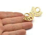Moon Phases Earring, 2 Gold Plated Brass Semi Circle Stud Earrings (29x22x1mm) N1002 Q0964