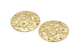 Gold Round Charms, Hammered Gold Plated Brass Round Charms With 1 Hole, Pendants, Earrings, Findings (40x0.60mm) D1027 Q0946