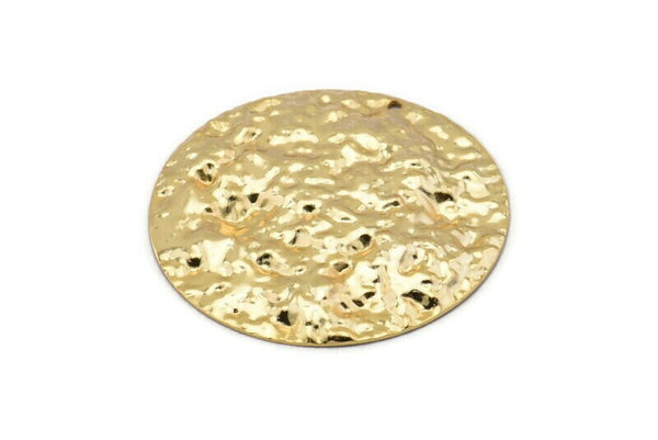 Gold Round Charms, Hammered Gold Plated Brass Round Charms With 1 Hole, Pendants, Earrings, Findings (40x0.60mm) D1027 Q0946
