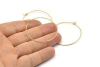 Brass Earring Wires, 50 Raw Brass Earring Wires (40x0.7mm) Bs 1080