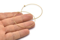 Brass Earring Wires, 50 Raw Brass Earring Wires (45x0.7mm) Bs 1079