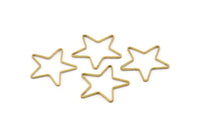 Brass Star Charm, 50 Raw Brass Open Star Charms (24x0.8x0.6mm) BS 1078