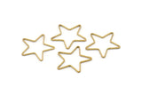 Brass Star Charm, 50 Raw Brass Open Star Charms (24x0.8x0.6mm) BS 1078