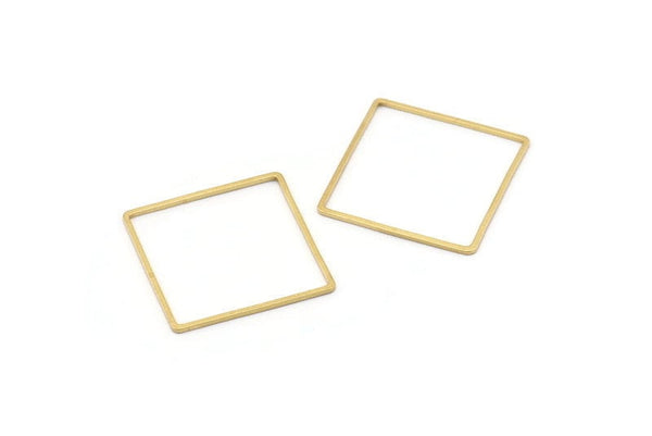 Square Brass Charm, 50 Raw Brass Square Connectors (25X0.80mm) Bs-1122