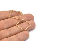 Square Geometric Charm, 24 Raw Brass Square Connectors (20mm) Bs 1121