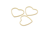 Heart Ring Connector, 50 Raw Brass Heart Connectors (21x18mm) Bs 1130