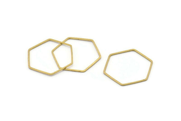 Brass Hexagon Charm, 50 Raw Brass Hexagon Rings (25x0.8mm) BS 1177