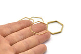 Brass Hexagon Charm, 50 Raw Brass Hexagon Rings (25x0.8mm) BS 1177