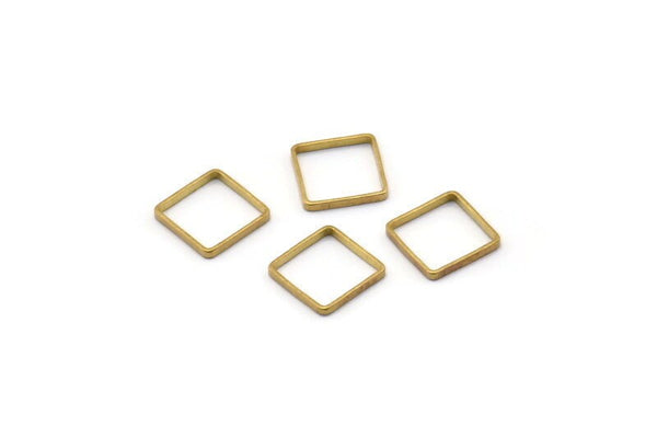 Brass Square Charm, 50 Raw Brass Square Connectors (8x0.5mm) Bs-1141