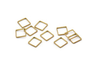 Brass Square Charm, 50 Raw Brass Square Connectors (8x0.5mm) Bs-1141