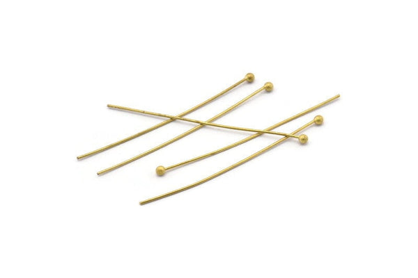Raw Brass Pin, 100 Raw Brass Ball Pins (42mm) Bs 1150