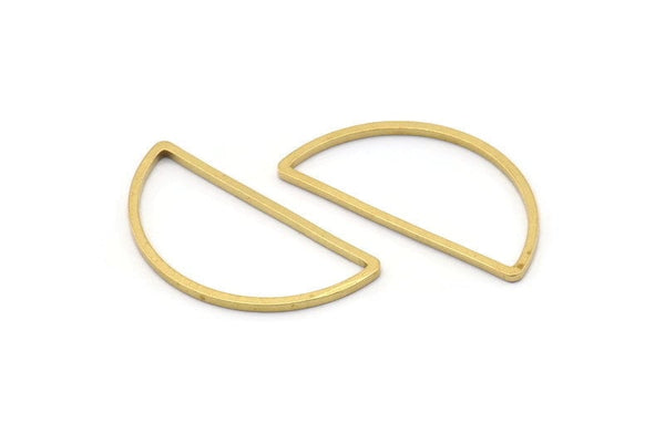 Brass Half Moon - 24 Raw Brass Semi Circle Connectors (15x30x1.2mm) Bs 1173