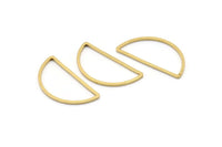 Brass Half Moon - 24 Raw Brass Semi Circle Connectors (15x30x1.2mm) Bs 1173