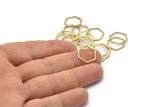 Hexagon Ring Charm, 50 Raw Brass Hexagon Shaped Ring Charms (14x0.80mm) Bs 1172