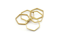 Brass Hexagon Charm, 25 Raw Brass Hexagon Ring Charms (22x0.8x2mm) Bs 1188