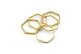 Brass Hexagon Charm, 25 Raw Brass Hexagon Ring Charms (22x0.8x2mm) Bs 1188