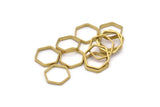 Brass Hexagon Charm, 50 Raw Brass Hexagon Ring Charms (14x0.8x2mm) BS 1183