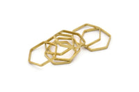 Brass Hexagon Charm, 25 Raw Brass Hexagon Ring Charms (20x0.8x2mm) BS 1186