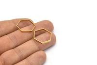 Brass Hexagon Charm, 25 Raw Brass Hexagon Ring Charms (20x0.8x2mm) BS 1186
