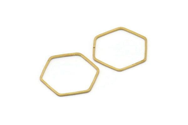 Hexagon Ring Charm, 50 Raw Brass Hexagon Shaped Ring Charms (22x0.80mm) BS 1176