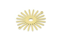 Brass Sun Charm, 10 Raw Brass Sun Charms With 2 Loops, Connectors (33x30x0.80mm) M02231