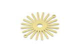 Brass Sun Charm, 10 Raw Brass Sun Charms With 2 Loops, Connectors (33x30x0.80mm) M02231