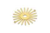 Brass Sun Charm, 10 Textured Raw Brass Sun Charms With 2 Loops, Connectors (33x30x0.80mm) M02232