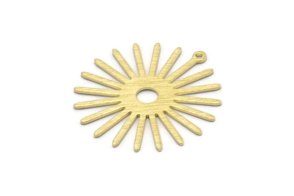 Brass Sun Charm, 10 Textured Raw Brass Sun Charms With 1 Loop (31x30x0.80mm) M02228