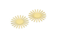 Brass Sun Blank, 10 Raw Brass Sun Blanks, Findings, Connectors (30x0.80mm) M02226