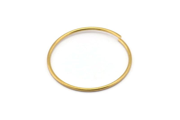 30mm Brass Wire Hoops - 12 Raw Brass Wire Hoops (30x1.2mm) Bs 1230