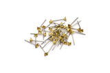 Stainless Steel Post, 50 Stainless Steel Earring Posts With Raw Brass 3x3mm Pyramid Pad, Ear Studs Bs 1247