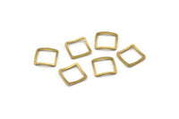 Square Brass Connector, 50 Raw Brass Cambered Square Connectors (10mm) Bs 1218