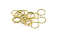 Hexagon Ring Charm, 50 Raw Brass Hexagon Shaped Ring Charms (12x1mm) Bs 1221