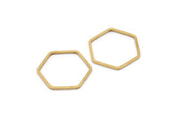 Hexagon Ring Charm, 50 Raw Brass Hexagon Ring Charms (20x1mm) Bs 1225