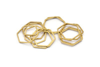 Hexagon Ring Charm, 50 Raw Brass Hexagon Ring Charms (20x1mm) Bs 1225