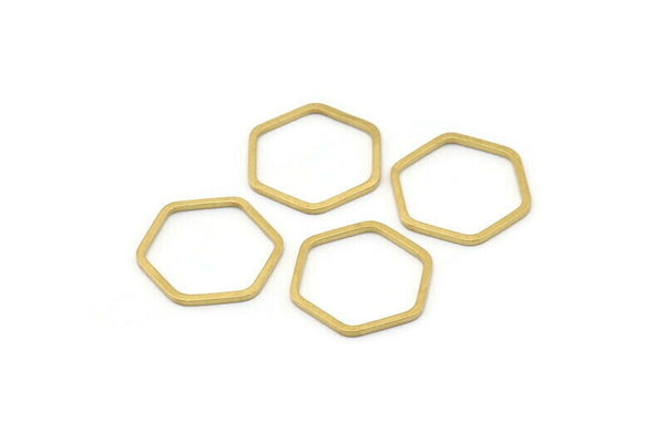 Open Honeycomb Ring, 50 Raw Brass Hexagon Ring Charms (16x1mm) Bs 1223